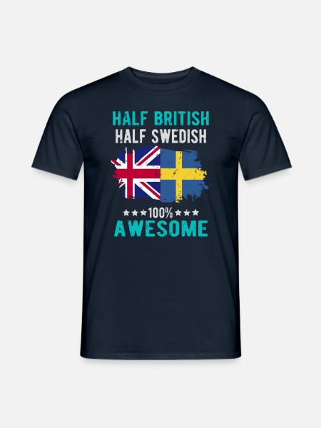 Halb Brite Halb Schwede - Männer T-Shirt - Navy