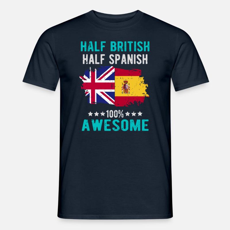 Halb Brite Halb Spanier - Männer T-Shirt - Navy