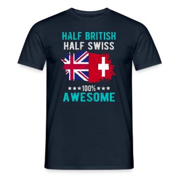 Mi-Britannique, mi-Suisse - T-shirt homme - marine - Devant - AI Model Male 178 light (178cm)