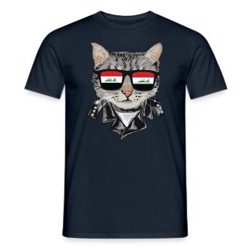 Katzen -Irak -Flagge Sonnenbrille - Männer T-Shirt - Navy - Vorne - AI Model Male 178 light (178cm)