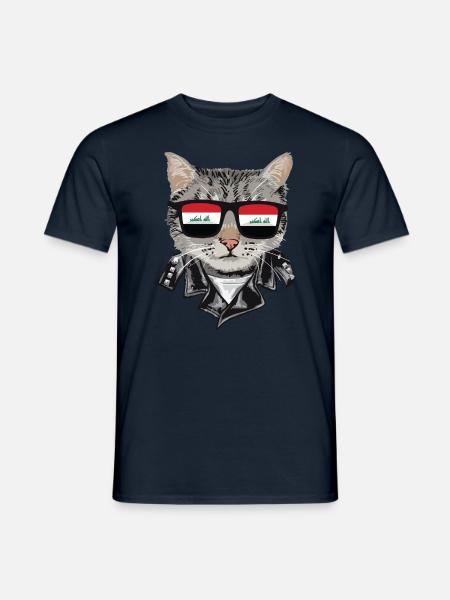 Katzen -Irak -Flagge Sonnenbrille - T-shirt herr - marinblå