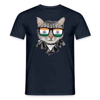 Cat India Flag Lunettes de soleil - T-shirt homme - marine - Devant - AI Model Male 178 light (178cm)