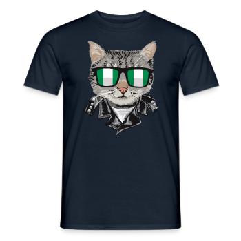 Katzen Nigeria Flagge Sonnenbrille - Männer T-Shirt - Navy - Vorne - AI Model Male 178 light (178cm)