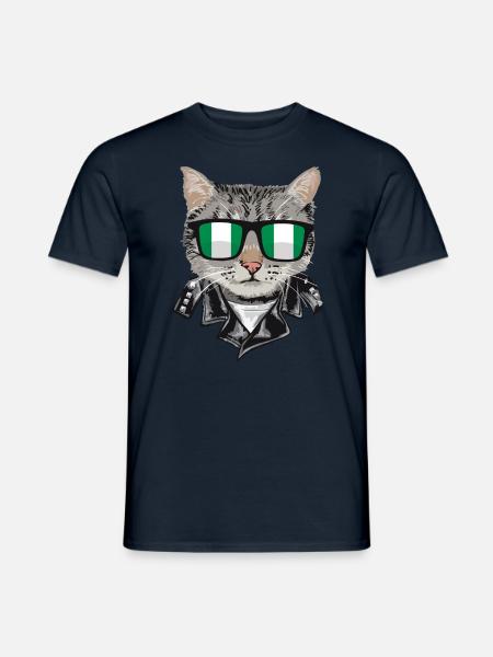 Cats Nigeria Flag Sunglasses - Men's T-Shirt - navy