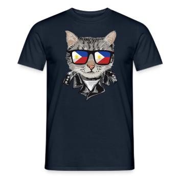 Cat Philippines Flagge Sonnenbrille - Männer T-Shirt - Navy - Vorne - AI Model Male 178 light (178cm)