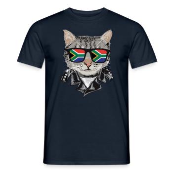 Cat-Sonnenbrille Mit Südafrika-Flagge - Männer T-Shirt - Navy - Vorne - AI Model Male 178 light (178cm)