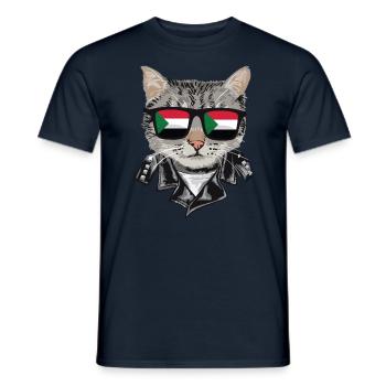 Cat Sudan Flag Sunglasses - Men's T-Shirt - navy - Front - AI Model Male 178 light (178cm)