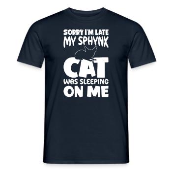 Désolé je suis trop tard - Sphynx Cat - T-shirt homme - marine - Devant - AI Model Male 178 light (178cm)