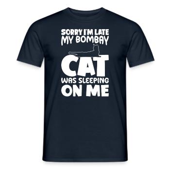 Tut Mir Leid, Dass Ich Zu Spät Bin - Bombay Cat - Männer T-Shirt - Navy - Vorne - AI Model Male 178 light (178cm)