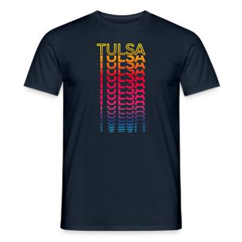 Retro Nostalgic USA City - Rainbow Tulsa - Men's T-Shirt - navy - Front - AI Model Male 178 light (178cm)