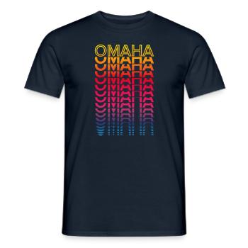 Retro Nostalgisch USA Stadt - Regenbogen Omaha - Männer T-Shirt - Navy - Vorne - AI Model Male 178 light (178cm)