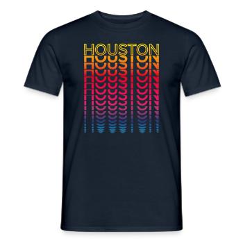 Retro Nostalgic USA City - Rainbow Houston - Men's T-Shirt - navy - Front - AI Model Male 178 light (178cm)