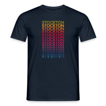 Retro Nostalgic USA City - Rainbow Stockton - T-shirt homme - marine - Devant - AI Model Male 178 light (178cm)