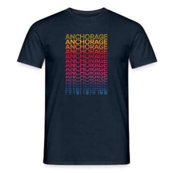 Retro Nostalgic USA City - Rainbow Anchorage - T-shirt homme - marine - Devant - AI Model Male 178 light (178cm)