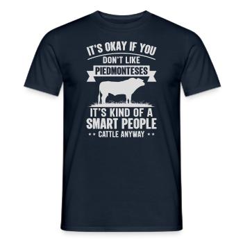 Personnes intelligentes - Vache piémontaise - T-shirt homme - marine - Devant - AI Model Male 178 light (178cm)