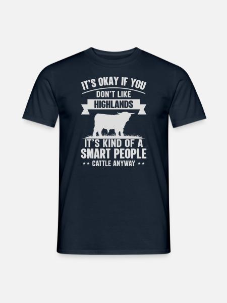 Smart People - Cow Highlands - Men's T-Shirt - navy