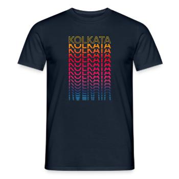 Retro Nostalgic City - Rainbow Kolkata - Men's T-Shirt - navy - Front - AI Model Male 178 light (178cm)