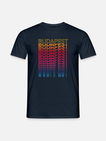 Retro Nostalgisch Stadt - Regenbogen Budapest - Männer T-Shirt - Navy