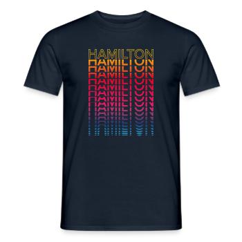 Ville rétro nostalgique - Rainbow Hamilton - T-shirt homme - marine - Devant - AI Model Male 178 light (178cm)