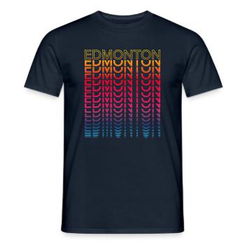 Retro Nostalgic City - Rainbow Edmonton - Men's T-Shirt - navy - Front - AI Model Male 178 light (178cm)