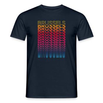 Ville rétro nostalgique - Rainbow Brussels - T-shirt homme - marine - Devant - AI Model Male 178 light (178cm)