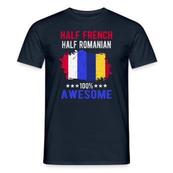 Half French Half Romanian - Men's T-Shirt - navy - Front - AI Model Male 178 light (178cm)