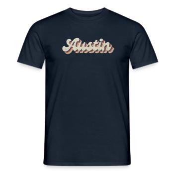 Nostalgique usa city des années 70 - Vintage Austin - T-shirt homme - marine - Devant - AI Model Male 178 light (178cm)