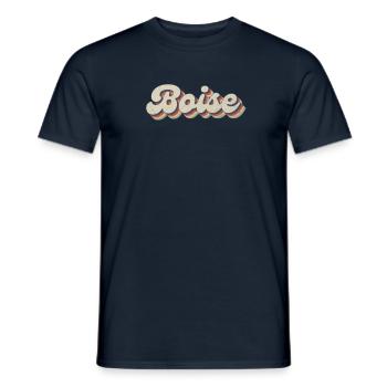 Nostalgisch 70er USA Stadt - Vintage Boise - Männer T-Shirt - Navy - Vorne - AI Model Male 178 light (178cm)
