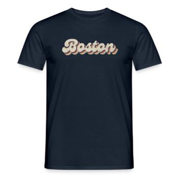 Nostalgique des années 70 USA City - Vintage Boston - T-shirt homme - marine - Devant - AI Model Male 178 light (178cm)