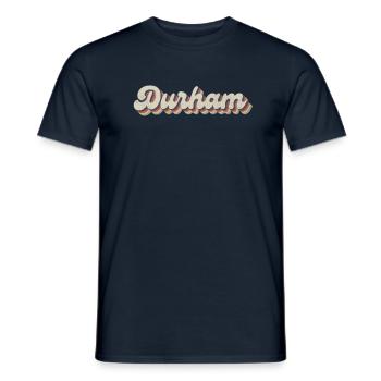 Nostalgique des années 70 USA City - Vintage Durham - T-shirt homme - marine - Devant - AI Model Male 178 light (178cm)