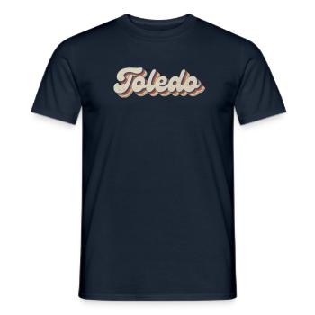 Nostalgisch 70er USA Stadt - Vintage Toledo - Männer T-Shirt - Navy - Vorne - AI Model Male 178 light (178cm)