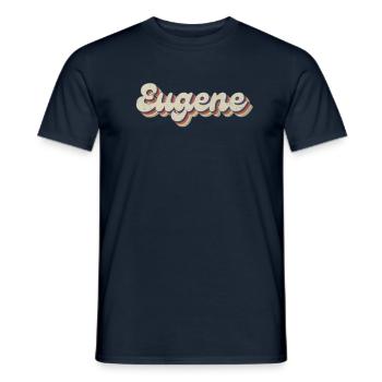 Nostalgique des années 70 USA City - Vintage Eugene - T-shirt homme - marine - Devant - AI Model Male 178 light (178cm)