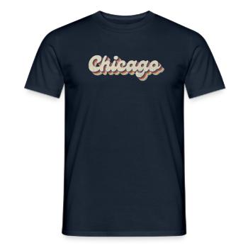 Nostalgique des années 70 USA City - Vintage Chicago - T-shirt homme - marine - Devant - AI Model Male 178 light (178cm)