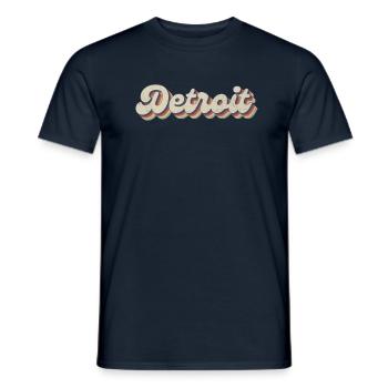 Nostalgique des années 70 USA City - Vintage Detroit - T-shirt homme - marine - Devant - AI Model Male 178 light (178cm)