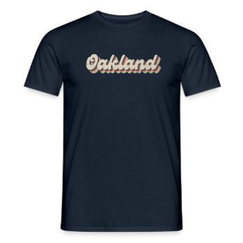 Nostalgic 70s USA City - Vintage Oakland - Men's T-Shirt - navy - Front - AI Model Male 178 light (178cm)