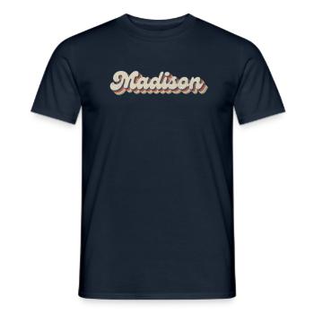 Nostalgisch 70er USA Stadt - Vintage Madison - Männer T-Shirt - Navy - Vorne - AI Model Male 178 light (178cm)