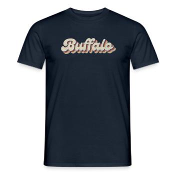 Nostalgique des années 70 USA City - Vintage Buffalo - T-shirt homme - marine - Devant - AI Model Male 178 light (178cm)