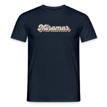 Nostalgic 70s USA City - Vintage Miramar - Men's T-Shirt - navy - Front - AI Model Male 178 light (178cm)