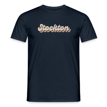Nostalgique usa city des années 70 - Vintage Stockton - T-shirt homme - marine - Devant - AI Model Male 178 light (178cm)