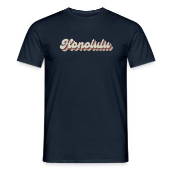 Nostalgic 70s USA City - Vintage Honolulu - Men's T-Shirt - navy - Front - AI Model Male 178 light (178cm)