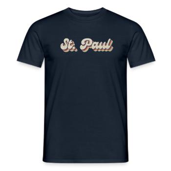 Nostalgique des années 70 USA City - Vintage St. Paul - T-shirt homme - marine - Devant - AI Model Male 178 light (178cm)