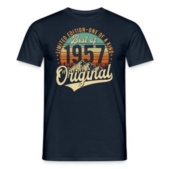 Original 1957 Vintage Anniversaire Rétro - T-shirt homme - marine - Devant - AI Model Male 178 light (178cm)