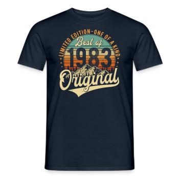 Original 1983 Vintage Anniversaire Rétro - T-shirt homme - marine - Devant - AI Model Male 178 light (178cm)