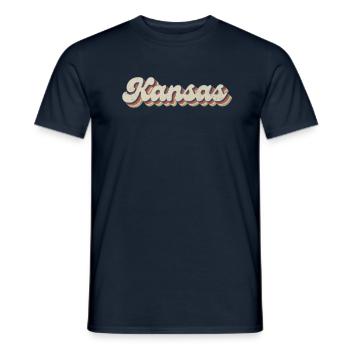 Vintage Hippie 70s USA State - Retro Kansas - Men's T-Shirt - navy - Front - AI Model Male 178 light (178cm)