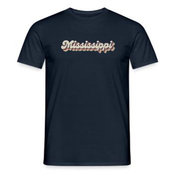 Vintage Hippie 70s USA State - Retro Mississippi - Men's T-Shirt - navy - Front - AI Model Male 178 light (178cm)