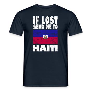 Slogan du drapeau d’Haïti - T-shirt homme - marine - Devant - AI Model Male 178 light (178cm)