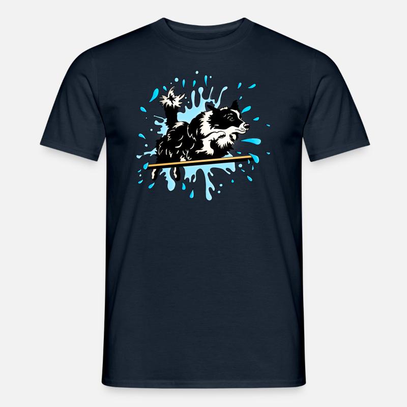 Border Collie Agility Splash Blau - Männer T-Shirt - Navy