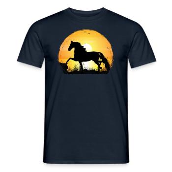 Sonnenuntergang - Morgan Pferd - Männer T-Shirt - Navy - Vorne - AI Model Male 178 light (178cm)