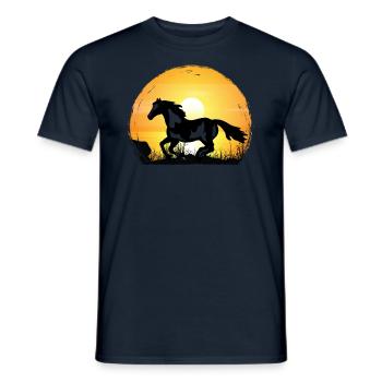 Sonnenuntergang - Malen Sie Pferd - Männer T-Shirt - Navy - Vorne - AI Model Male 178 light (178cm)