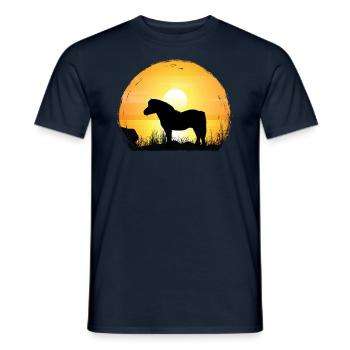 Sonnenuntergang - Shetlandponypferd - Männer T-Shirt - Navy - Vorne - AI Model Male 178 light (178cm)